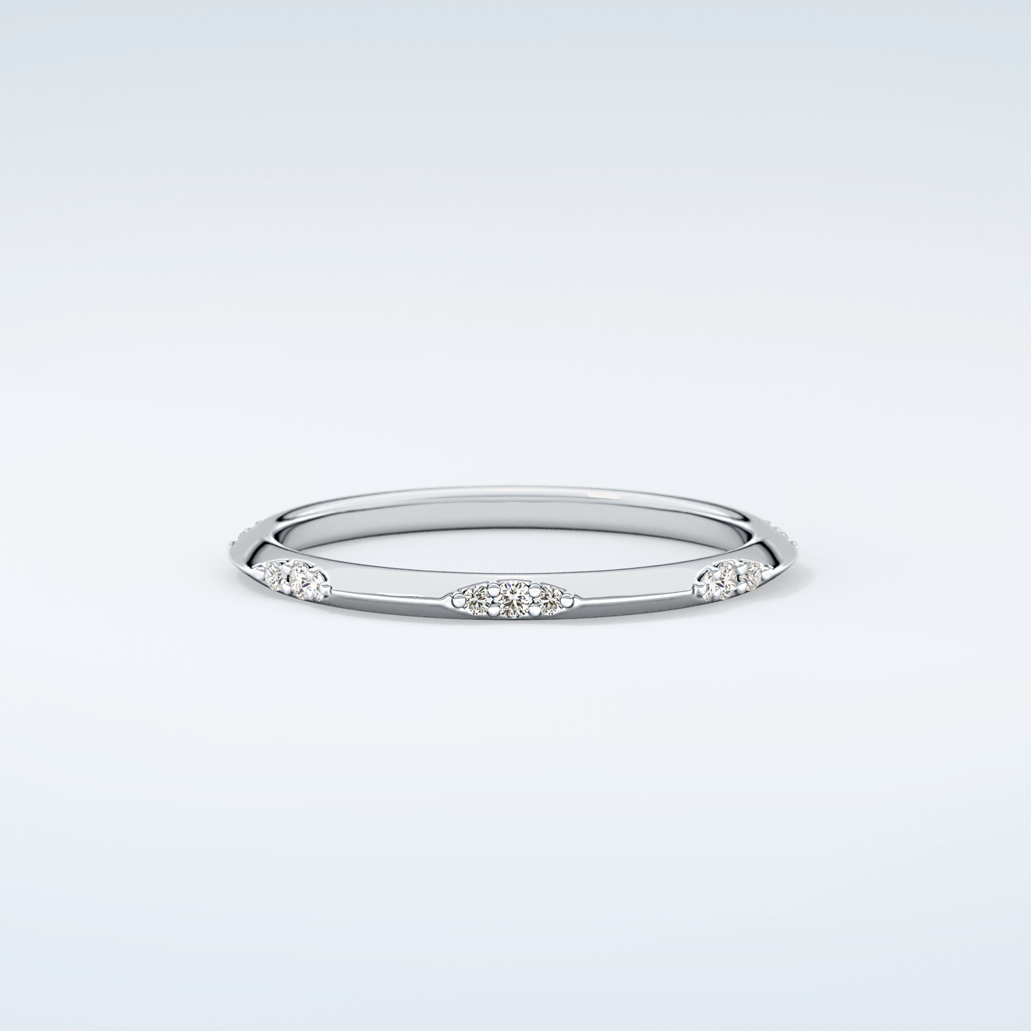 0.09 TCW Round Shaped Moissanite Wedding Band 15