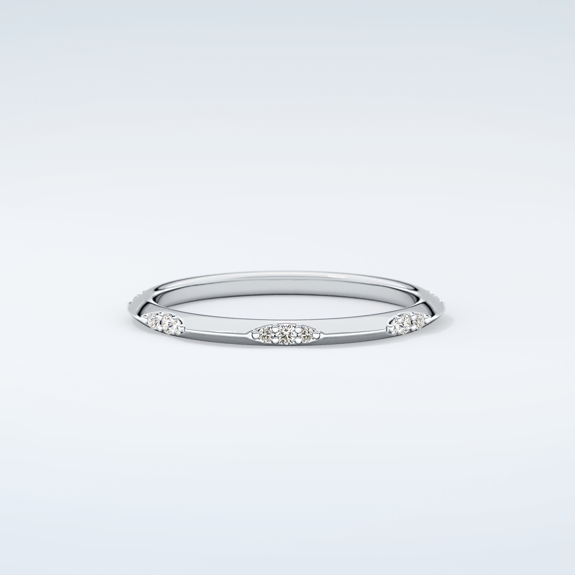 0.09 TCW Round Shaped Moissanite Wedding Band 15