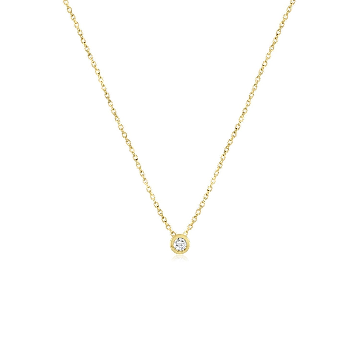 0.20 CT Round Moissanite Diamond Bezel Solitaire Pendant Necklace in Solid Gold 3