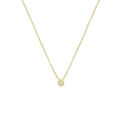 0.20 CT Round Moissanite Diamond Bezel Solitaire Pendant Necklace in Solid Gold 3