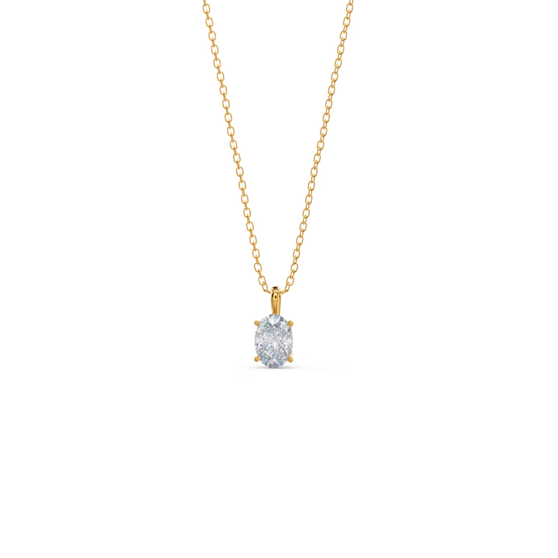 1.0 CT Oval Cut Moissanite Diamond Solitaire Pendant Necklace in Solid Gold 4