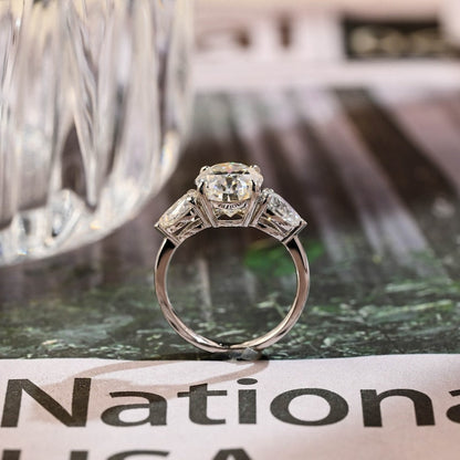 Stunning 3.0 CT Oval Moissanite Engagement Ring with 3 Stones Design 7