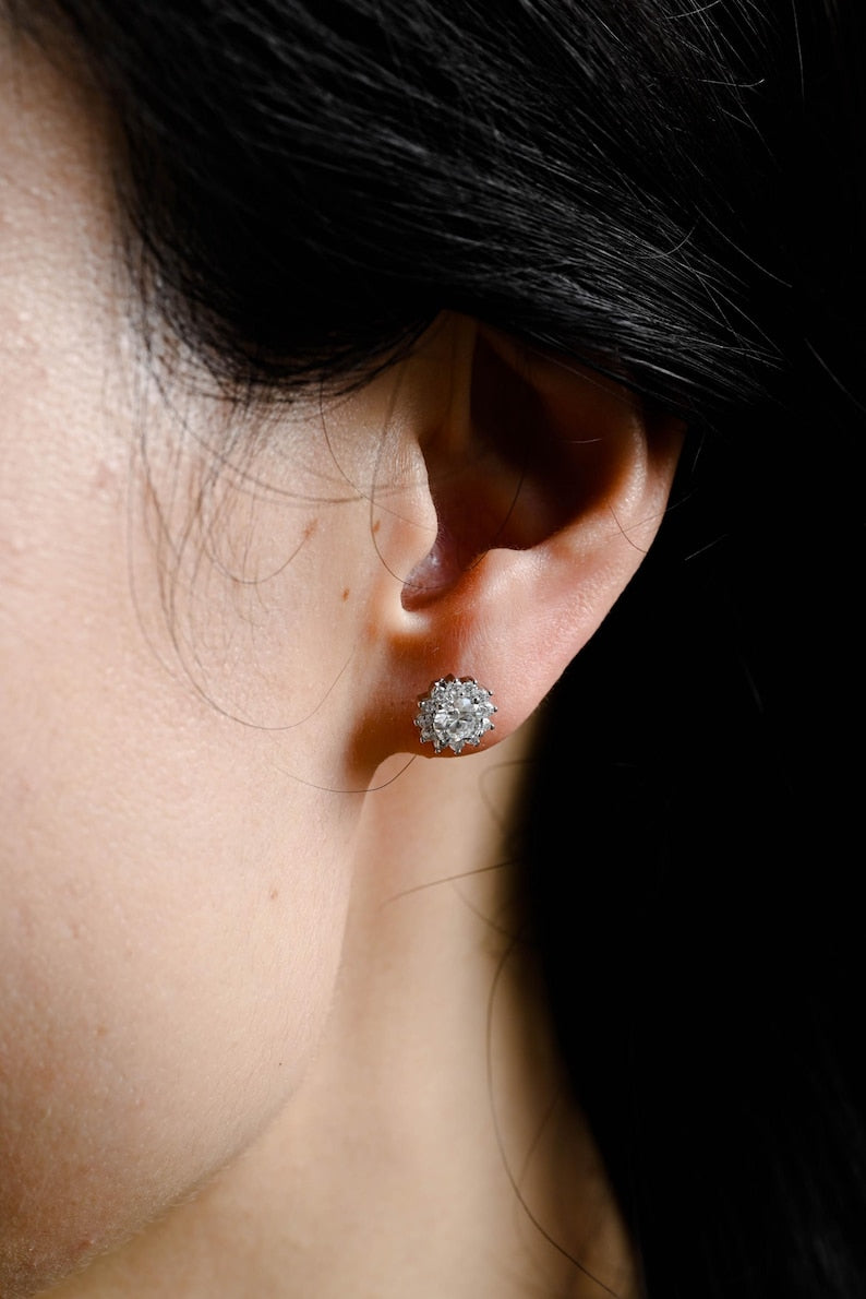 1.20 TCW Round Cut Moissanite Halo Stud Earrings in Gold 4