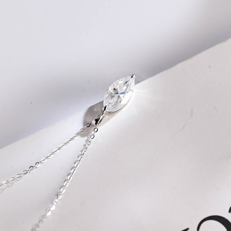 0.17 CT Moissanite Diamond Cross Pendant Necklace in Solid Gold 9