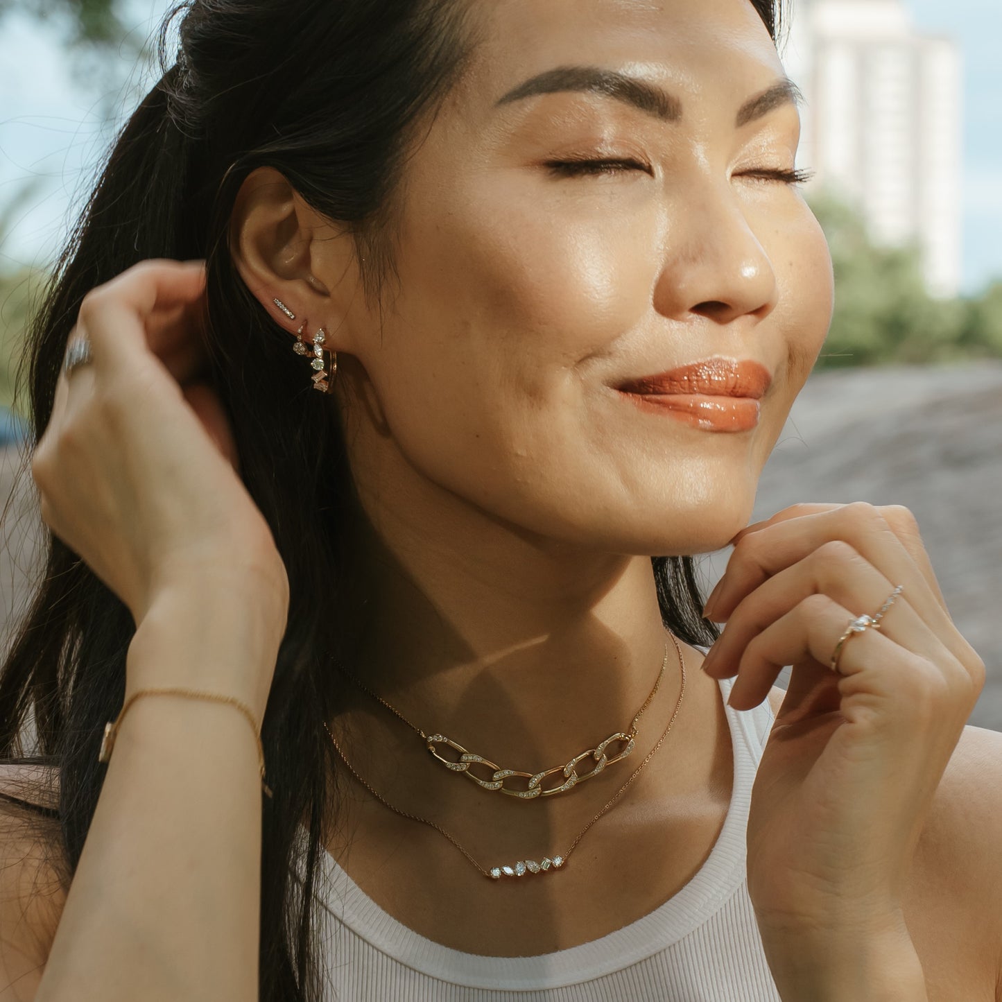 1.50 TCW Round, Marquise, Pear & Baguette Cut Moissanite Hoops Earrings in Gold 5