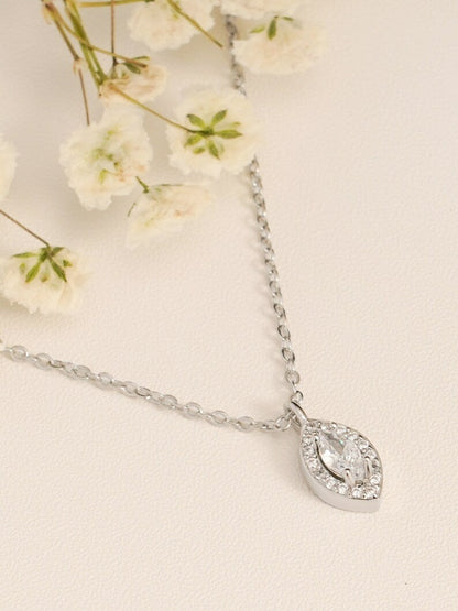 0.30 CT Marquise Moissanite Diamond Halo Pendant Necklace in Solid Gold 4