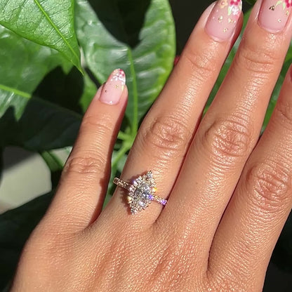 0.7 CT Marquise Cut Curved Pave Lab Grown Diamond Bridal Ring Set