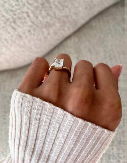 2.5 CT Elongated Cushion Cut Classic Plain Stacking Lab Grown Diamond Bridal Ring Set