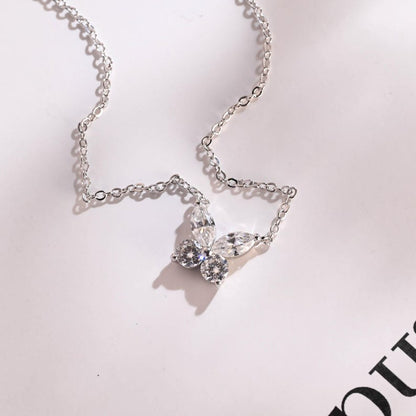 0.30 TCW Round & Marquise Moissanite Diamond Leaf Pendant Necklace in Solid Gold 8