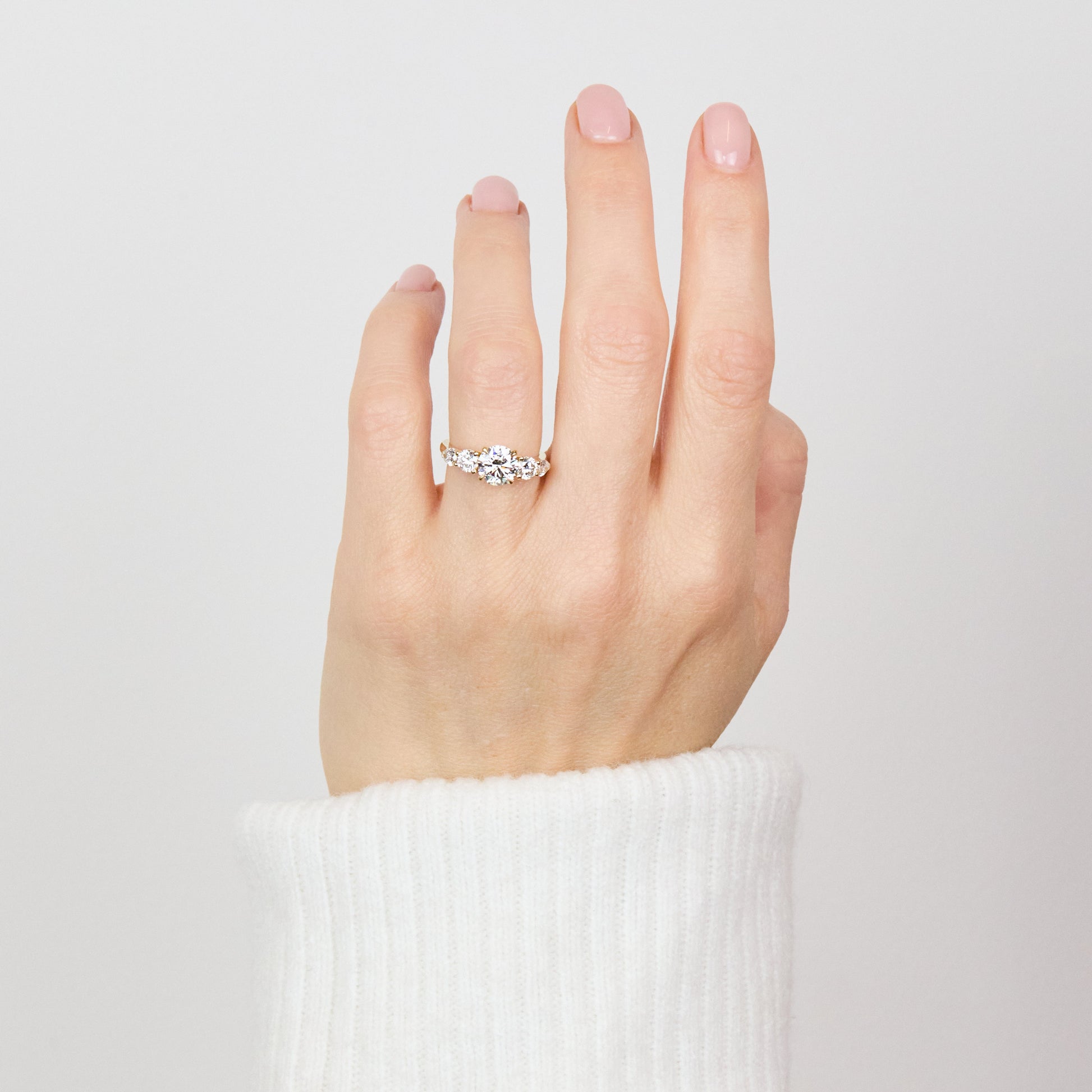 Marquise Shaped Three Stone Lab Grown Diamond Engagement Ring