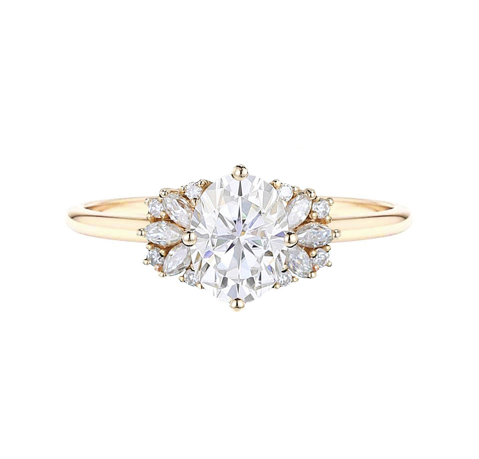 Marquise Shaped Three Stone Lab Grown Diamond Engagement Ring