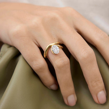 Timeless 1.73 CT Oval Cut Swirl Unique Solitaire Lab Grown Diamond Engagement Ring