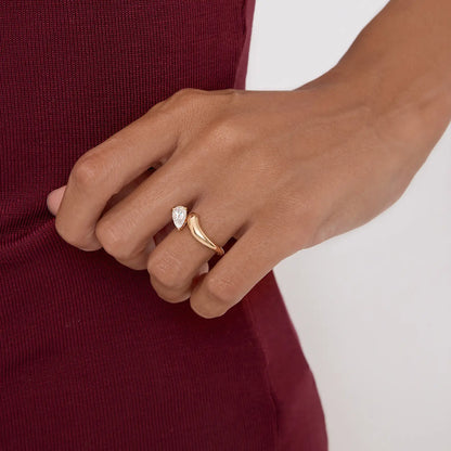 Timeless 1.2 CT Pear Cut Open Swirl Solitaire Lab Grown Diamond Engagement Ring