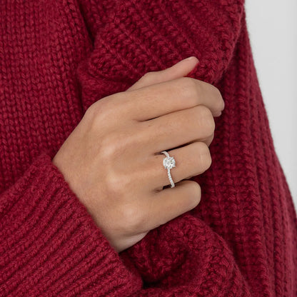 Timeless 1.1 CT Round Cut Swirl Pave Styled Lab Grown Diamond Engagement Ring