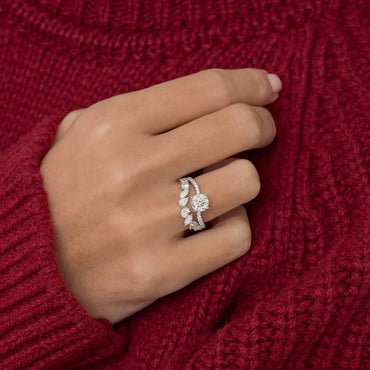 Timeless 1.1 CT Round Cut Swirl Pave Styled Lab Grown Diamond Engagement Ring