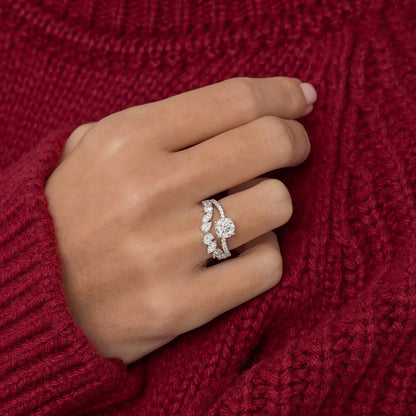 Timeless 1.1 CT Round Cut Swirl Pave Styled Lab Grown Diamond Engagement Ring