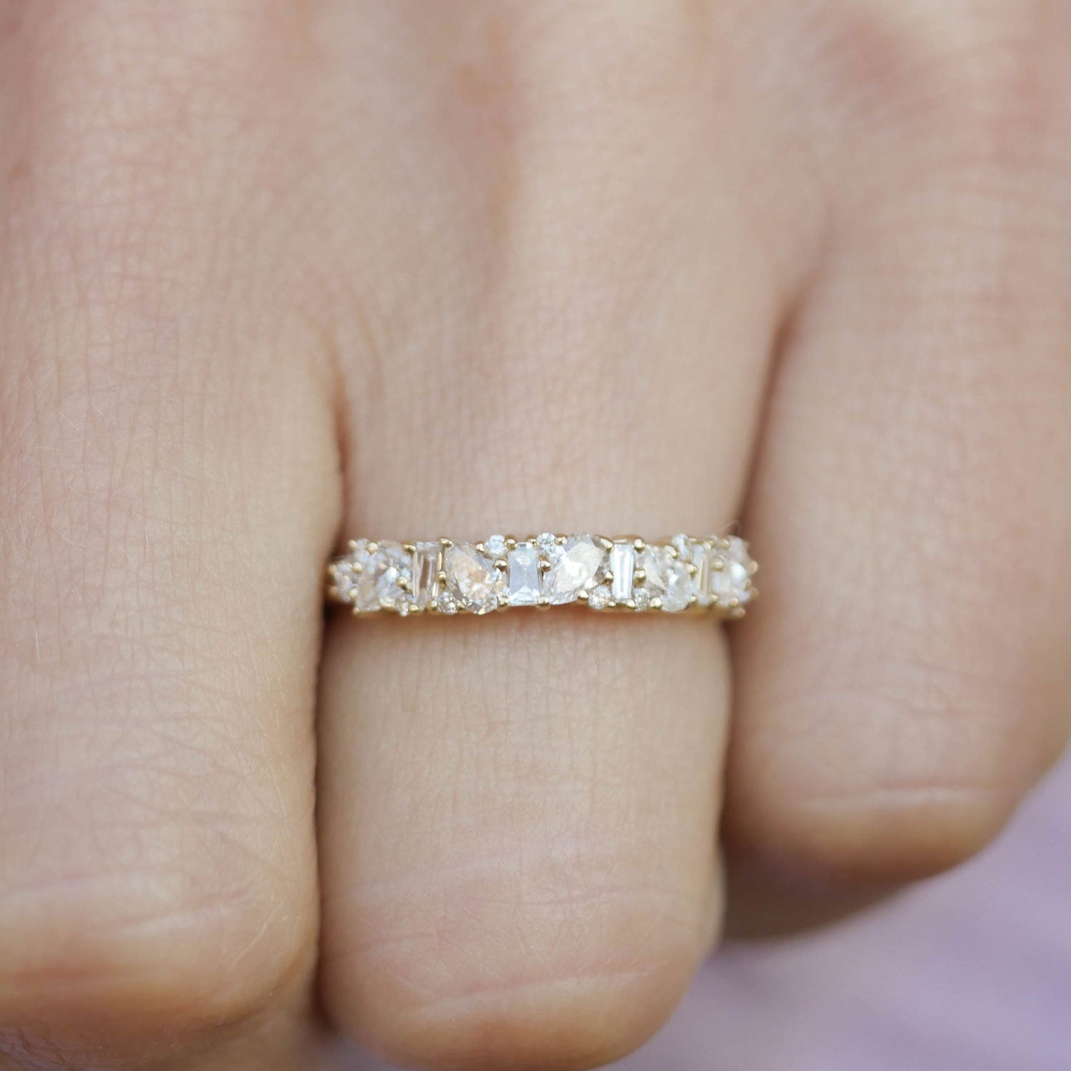 0.25 TCW Round Shaped Half Eternity Lab Grown Diamond Wedding Band