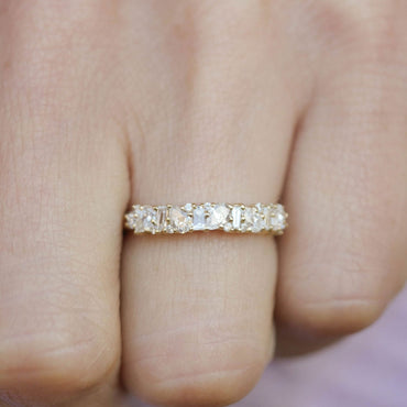 0.25 TCW Round Shaped Half Eternity Lab Grown Diamond Wedding Band