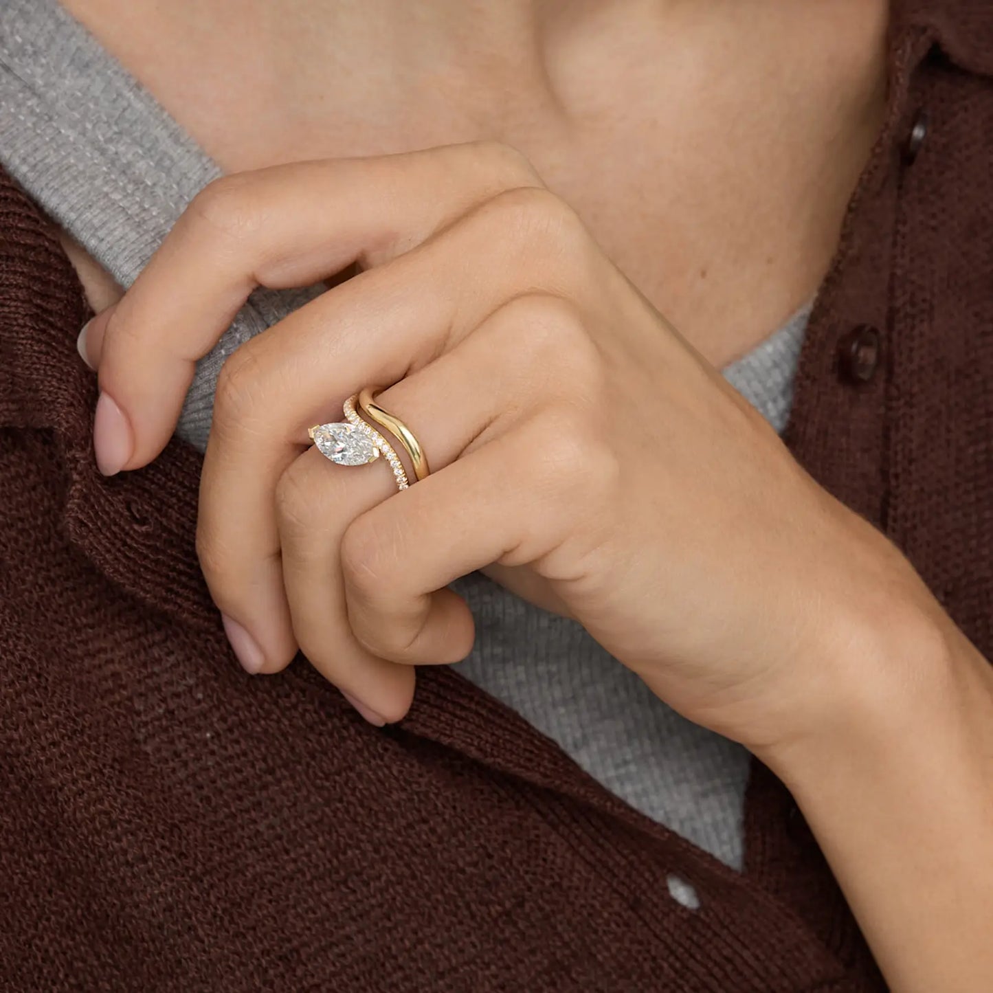 Timeless 1.41 Cut Marquise Cut Swirl Pave Styled Lab Grown Diamond Engagement Ring (Only Ring)