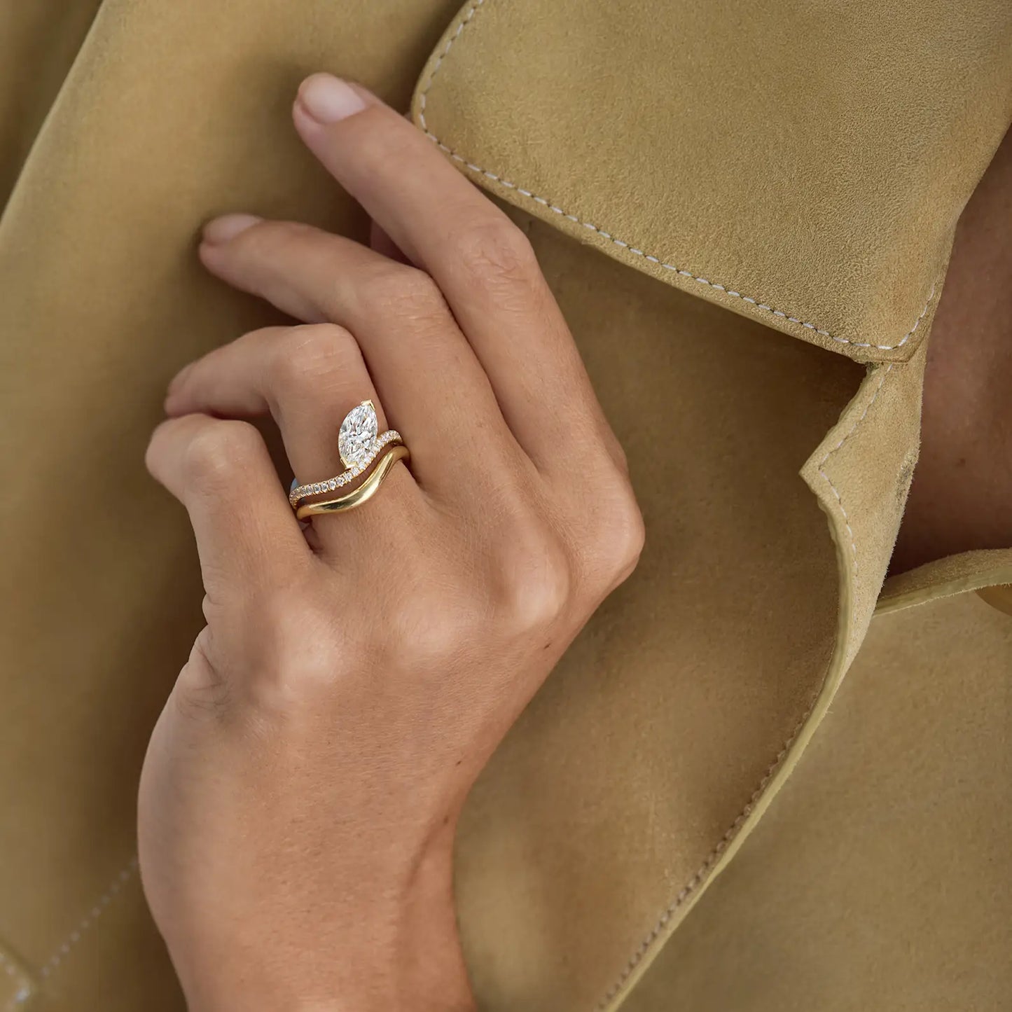 Timeless 1.41 Cut Marquise Cut Swirl Pave Styled Lab Grown Diamond Engagement Ring (Only Ring)