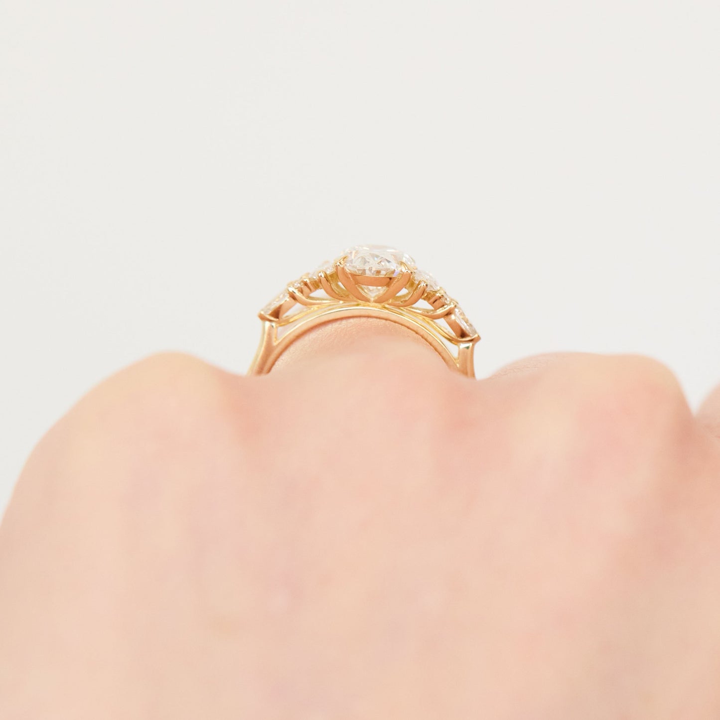 Marquise Shaped Three Stone Lab Grown Diamond Engagement Ring