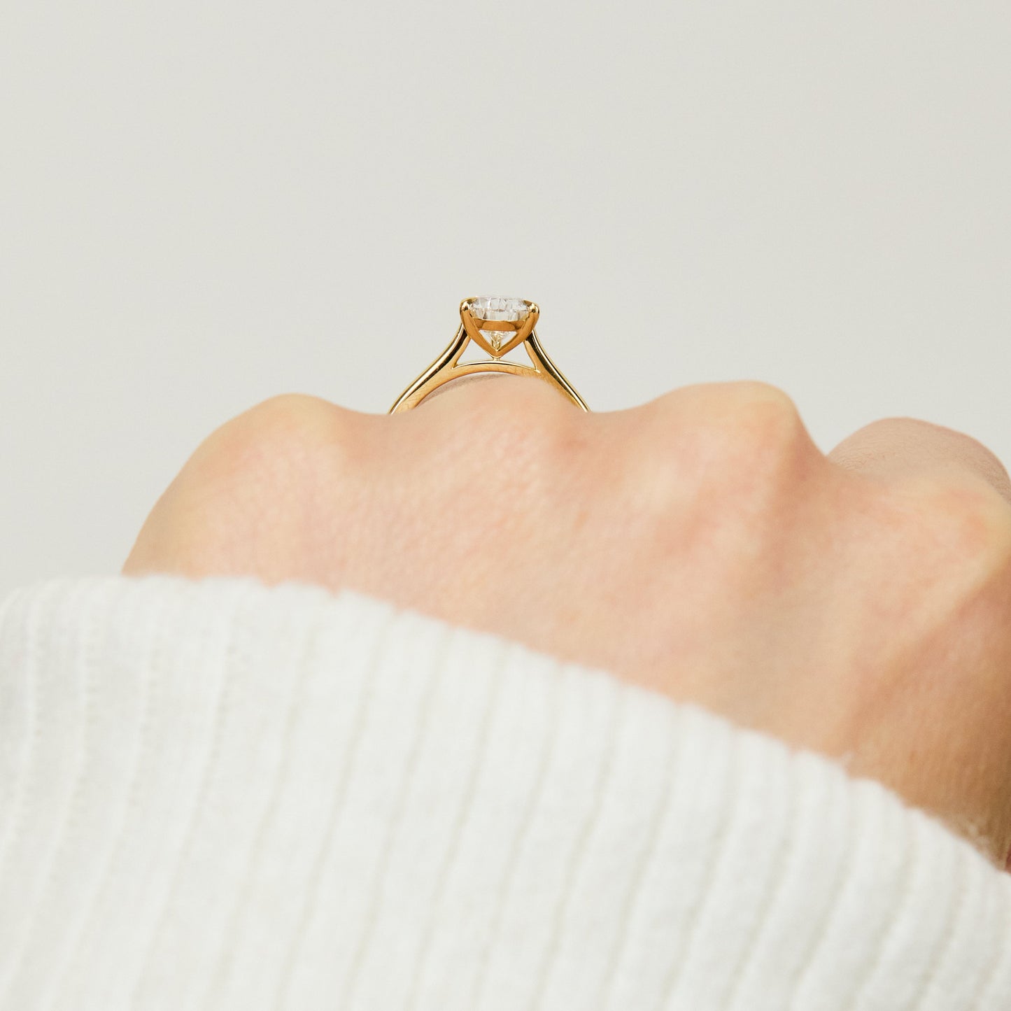 Marquise Shaped Three Stone Lab Grown Diamond Engagement Ring