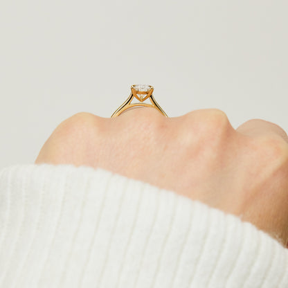 Marquise Shaped Three Stone Lab Grown Diamond Engagement Ring