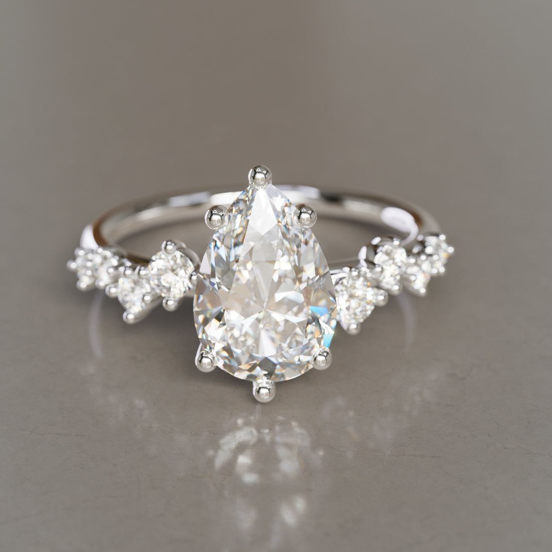 Marquise Shaped Three Stone Lab Grown Diamond Engagement Ring