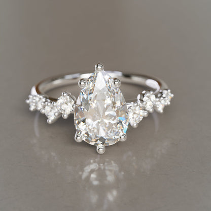 Marquise Shaped Three Stone Lab Grown Diamond Engagement Ring