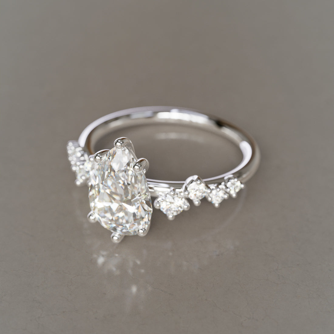 Marquise Shaped Three Stone Lab Grown Diamond Engagement Ring