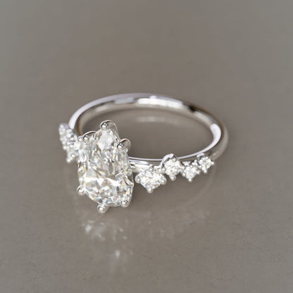 Marquise Shaped Three Stone Lab Grown Diamond Engagement Ring