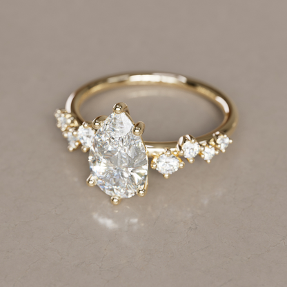 Marquise Shaped Three Stone Lab Grown Diamond Engagement Ring