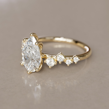 Marquise Shaped Three Stone Lab Grown Diamond Engagement Ring