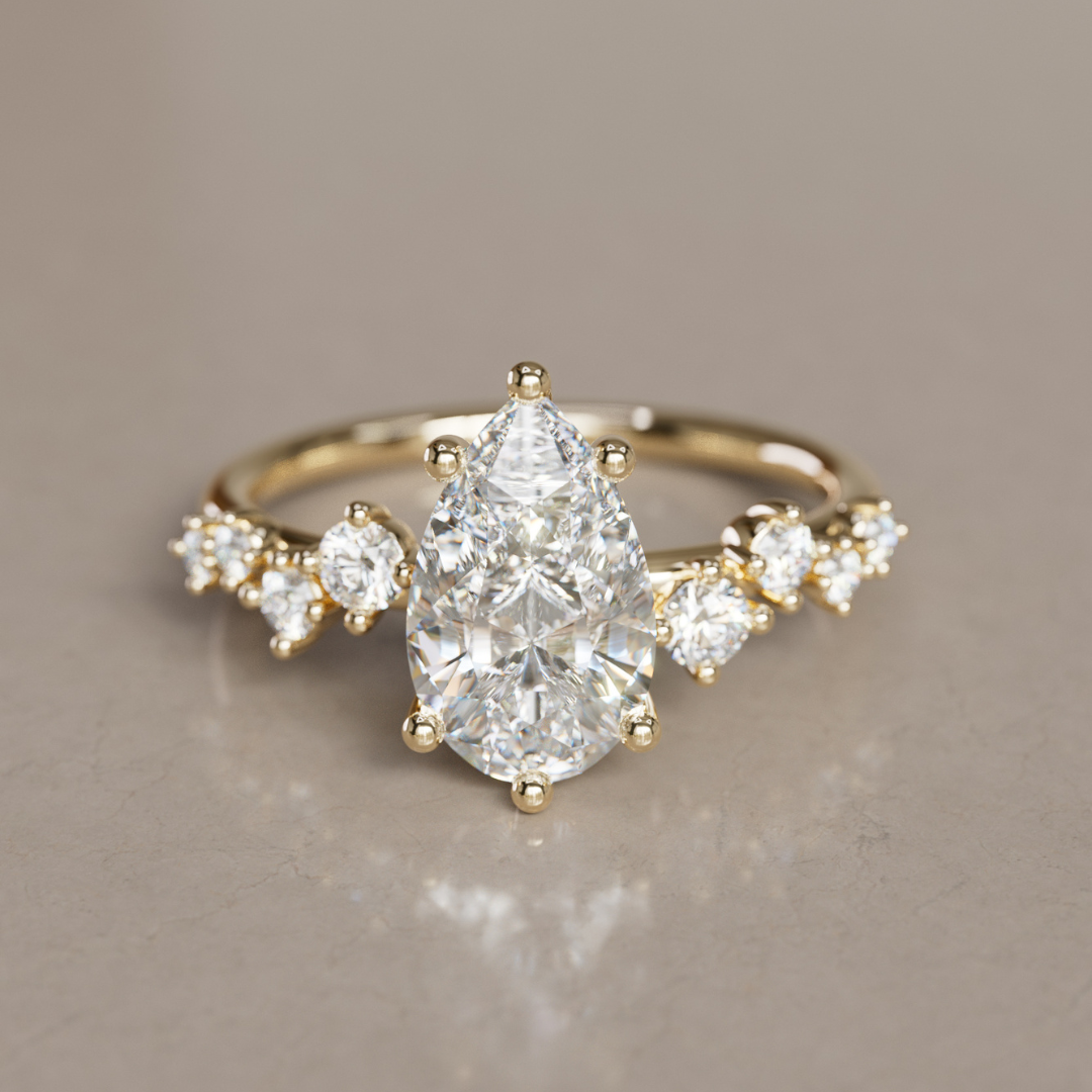 Marquise Shaped Three Stone Lab Grown Diamond Engagement Ring