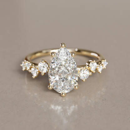 Marquise Shaped Three Stone Lab Grown Diamond Engagement Ring