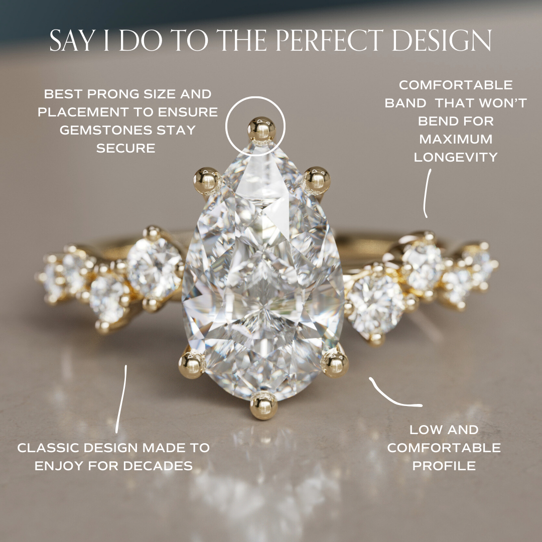 Marquise Shaped Three Stone Lab Grown Diamond Engagement Ring