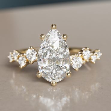 Marquise Shaped Three Stone Lab Grown Diamond Engagement Ring