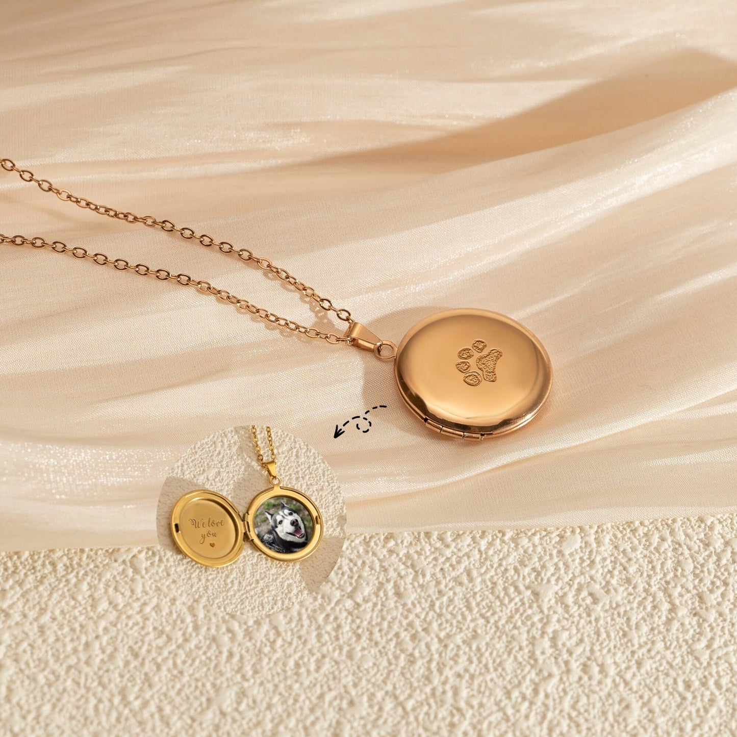 Paw Print Locket Necklace