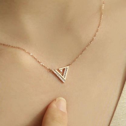 0.10 TCW Round Triangle Minimalist Moissanite Necklace 2