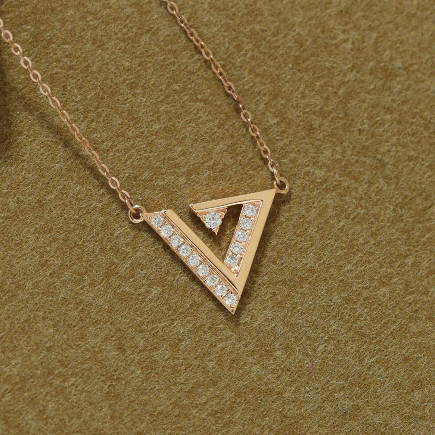 0.10 TCW Round Triangle Minimalist Moissanite Necklace 1