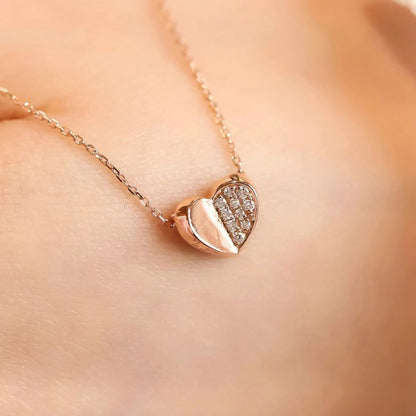 0.15 TCW Round Tiny Heart Moissanite Necklace 3