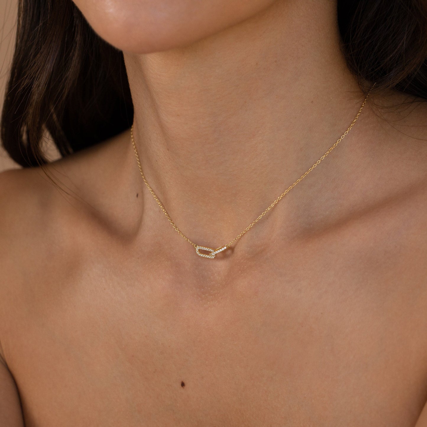 0.15 TCW Round Pave Linked Moissanite Necklace 7