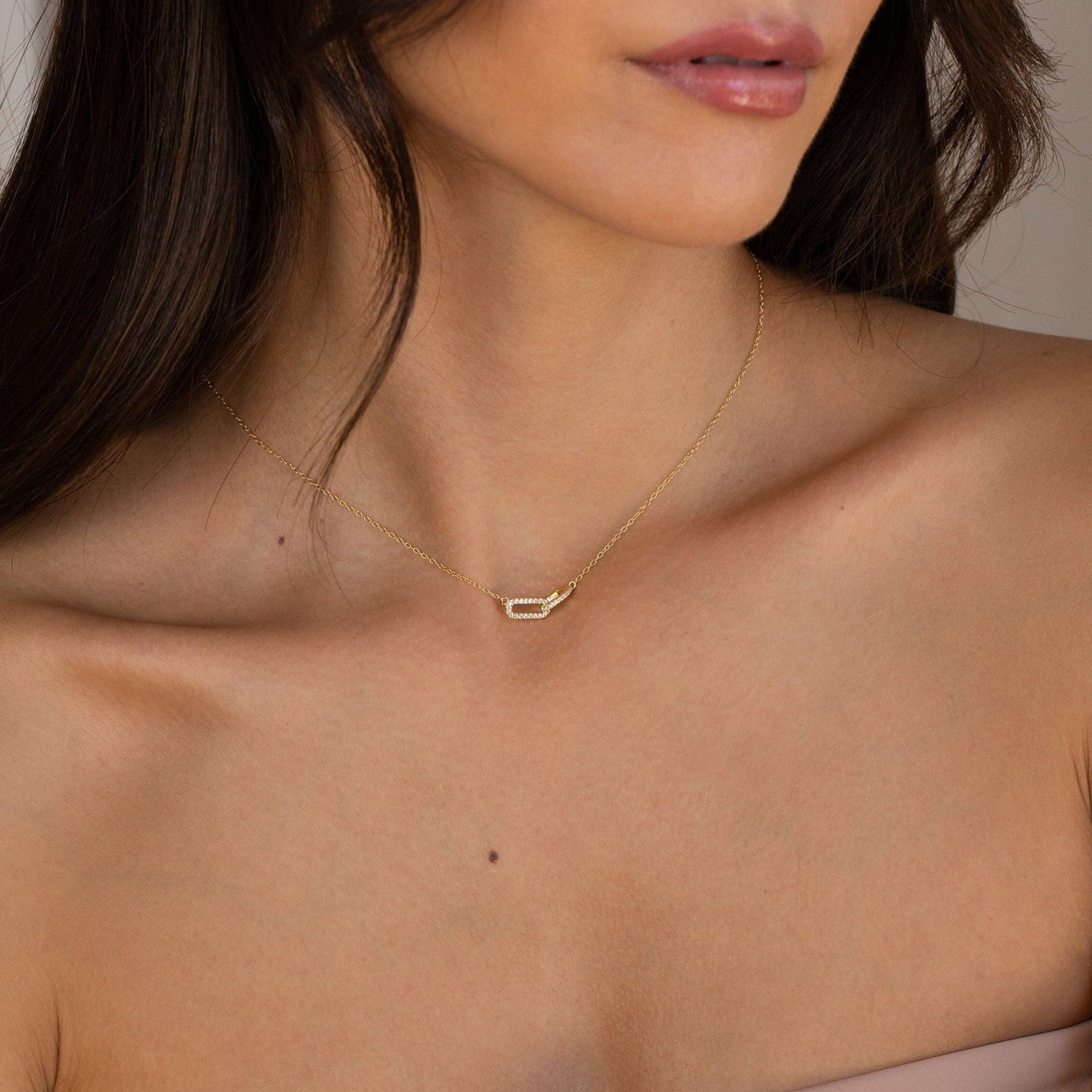 0.15 TCW Round Pave Linked Moissanite Necklace 8