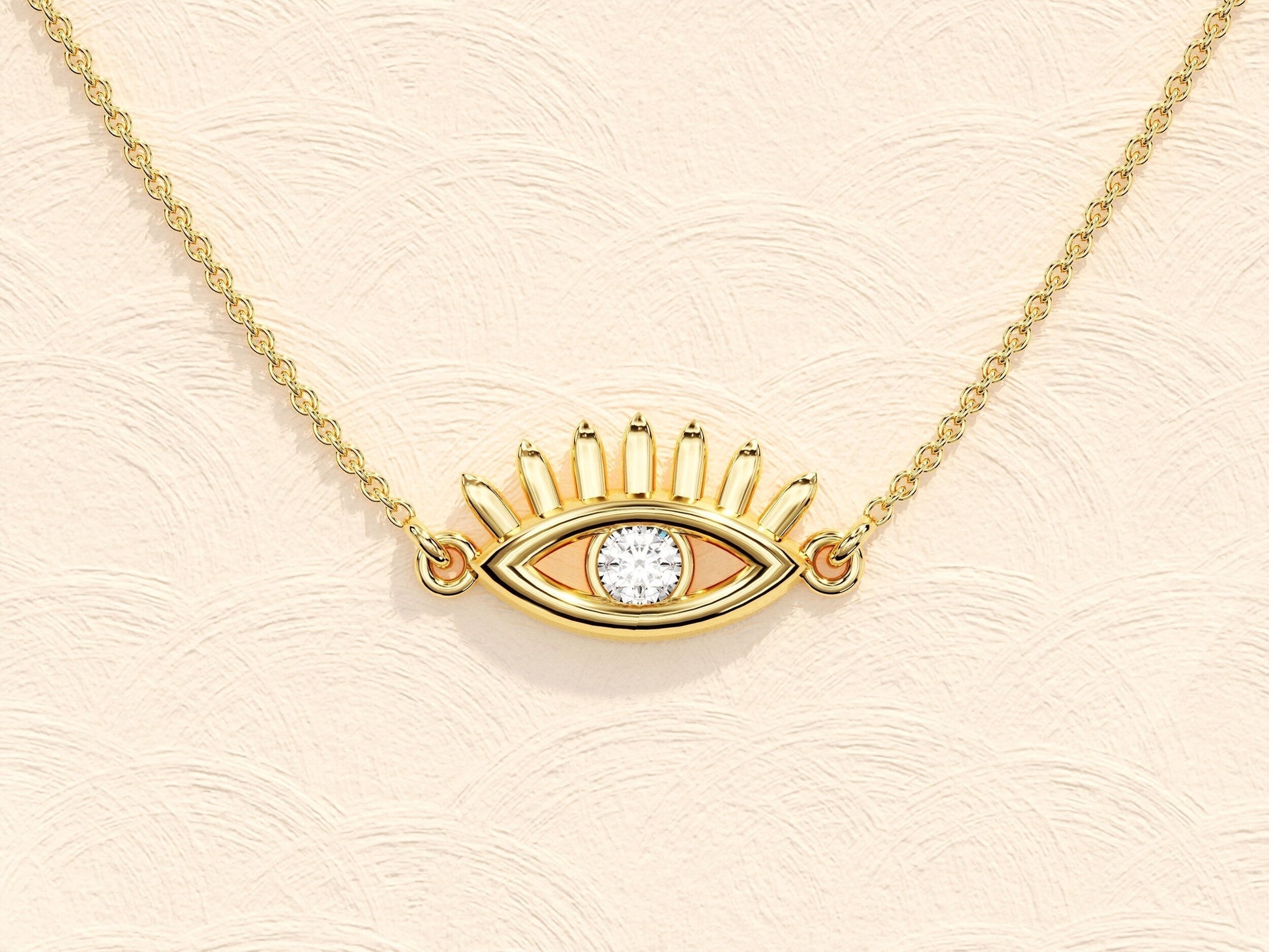 0.10 CT Round Evil Eye Moissanite Necklace 5