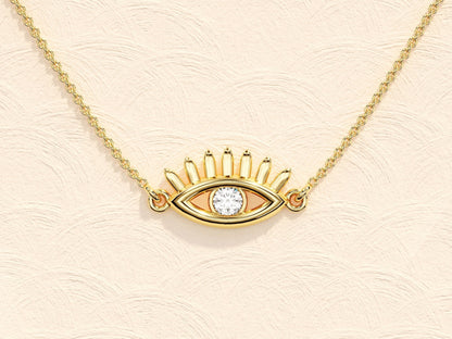 0.10 CT Round Evil Eye Moissanite Necklace 5