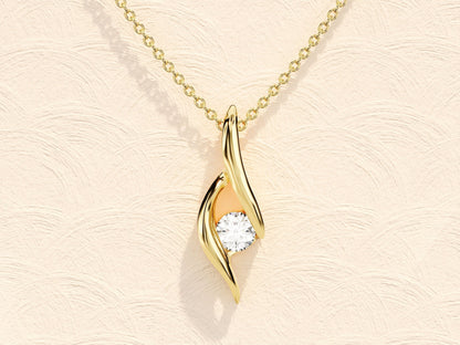 0.10 CT Round Solitaire Moissanite Necklace 2