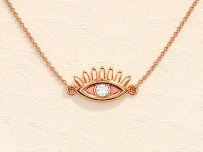 0.10 CT Round Evil Eye Moissanite Necklace 7