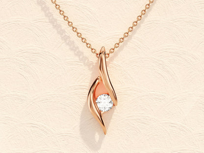 0.10 CT Round Solitaire Moissanite Necklace 3