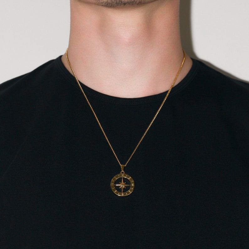 Compass Pendant Necklace For Men