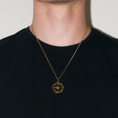 Compass Pendant Necklace For Men